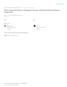 (2004 JECS) Philipossian FR Fujimi Effect of Slurry Flow Rate on Tribological, Thermal, and Removal Rate Attributes of Copper CMP