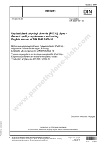 DIN 8061 - Unplasticized polyvinyl chloride (PVC-U) pipes - General quality requirements and testing