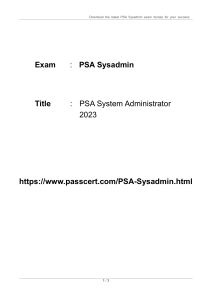 PSA Sysadmin PSA System Administrator 2023 Dumps