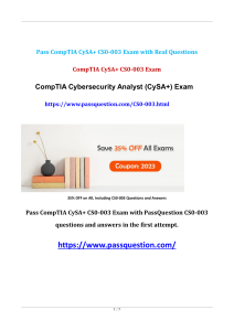 CompTIA CySA+ Certification CS0-003 Dumps