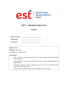 EST II - Math Level 1 - June 2021
