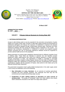 DOH-AO 012 Phil National Standards for Drinking Water 2007