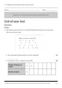 Lower Secondary Science 9 End-of-year test