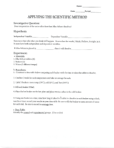 Scientific Method Worksheet: Alka-Seltzer & Temperature