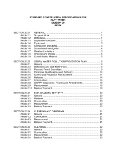 Standard Earthwork Specification