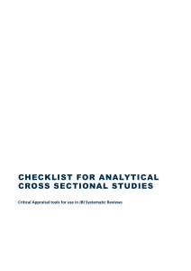 Checklist for Analytical Cross Sectional Studies