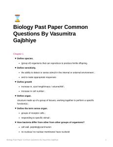 Biology Past Paper Common Questions By Vasumitra Gajbhiye