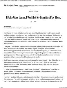 Opinion I Make Video Games. I Won’t Let My Daughters Play Them. - The New York Times