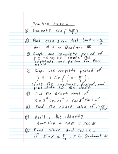 Trigonometry Practice Exam