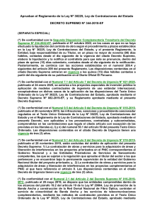 Reglamento Ley Contrataciones del Estado - Decreto Supremo