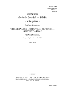 Indian Standard: Three-Phase Induction Motors Specification