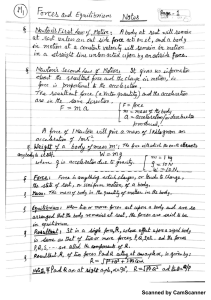 Forces and Equilibrium Notes