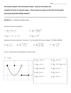Calculus Chapter Two Homework Packet