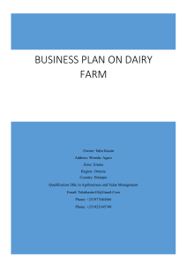 Business Plan on dairy farm at Agaro Oro
