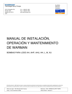 Manual de Instalación, Operación, mantención bombas Warman