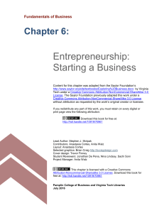 Entrepreneurship: Starting a Business