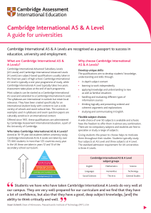 Cambridge International AS & A Level A guide for universities