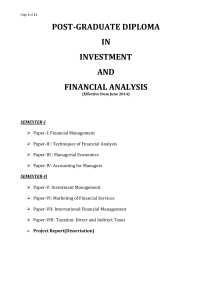 PG Diploma in Investment and Financial Analysis