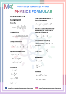 physics formulae sheet PDF