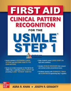 First Aid Clinical Pattern Recognition for the USMLE Step 1 1st Edition