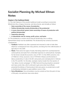 Socialist Planning By Michael Ellman Notes