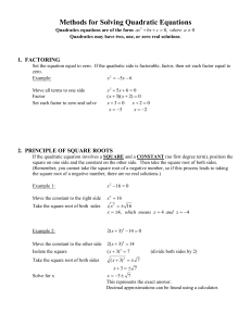 quadratic equations methods