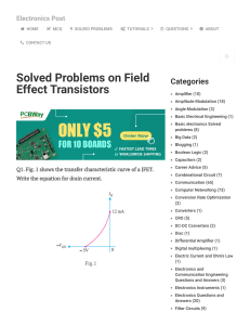 Solved Problems on Field Effect Transistors - Electronics Post