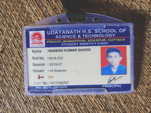 Udayanath H.S. School Student ID Card - Rakesh Kumar Sahoo