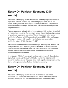 Essay On Pakistan Economy (200 words)