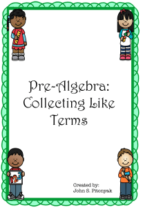 Collecting Like Terms Pre Algebra -2