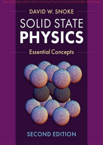 Solid State Physics Essential Concepts, 2e David W. Snoke