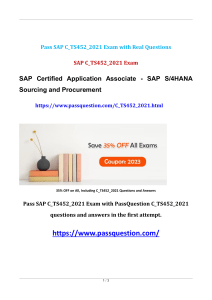 SAP Certification C TS452 2021 Exam Questions 2023