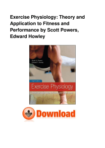 Exercise Physiology Theory and Applicati