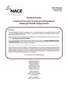NACE SP-0169-2007 Control of External Corrosion on Underground or Submerged Metallic Piping Systems