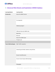 AWAE Syllabus: Advanced Web Attacks & Exploitation Course