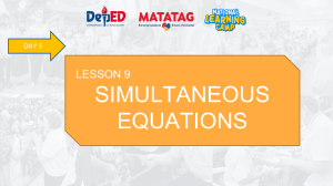 NLC Grade 8 Math Enhancement LESSON 9 SIMULTANEOUS EQUATIONS