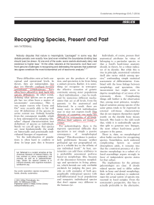 Species Recognition in Evolutionary Anthropology