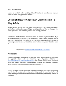 Checklist  How to Choose An Online Casino To Play Safely