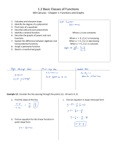 Calculus Functions: Linear, Polynomial, Rational, Power