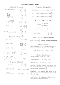 Math Resources Algebra Formulas