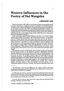 Western influences in the poetry of Dai Wangshu