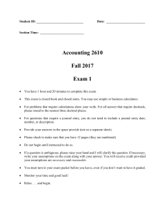 Accounting 2610 Fall 2017 Exam 1