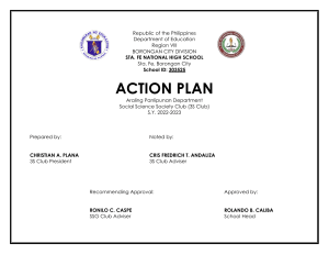 3S Club Action Plan: Sta. Fe National High School