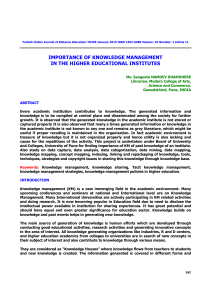 IMPORTANCE OF KNOWLEDGE MANAGEMENT IN THE HIGHER EDUCATION INSTITUTIONS PAPR (EJ1092819)