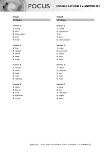 Focus2 2E Vocabulary Quiz Unit8 GroupA B ANSWERS