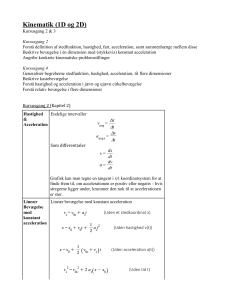 Kinematics (Notes) [Kap. 2 & 3 of Physics Book 10020] (08-09 & 22-09)