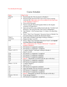 Course Schedule Summer 2023