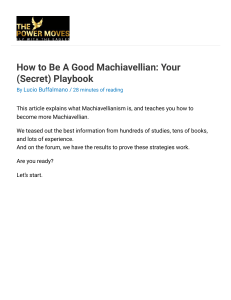 How to Be A Good Machiavellian  Your (Secret) Playbook   TPM