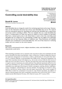 Controlling social desirability bias - R. Larson
