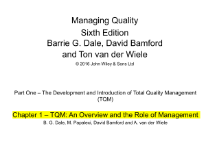 Chapter 1 TQM LS 01 Overview Role of Management